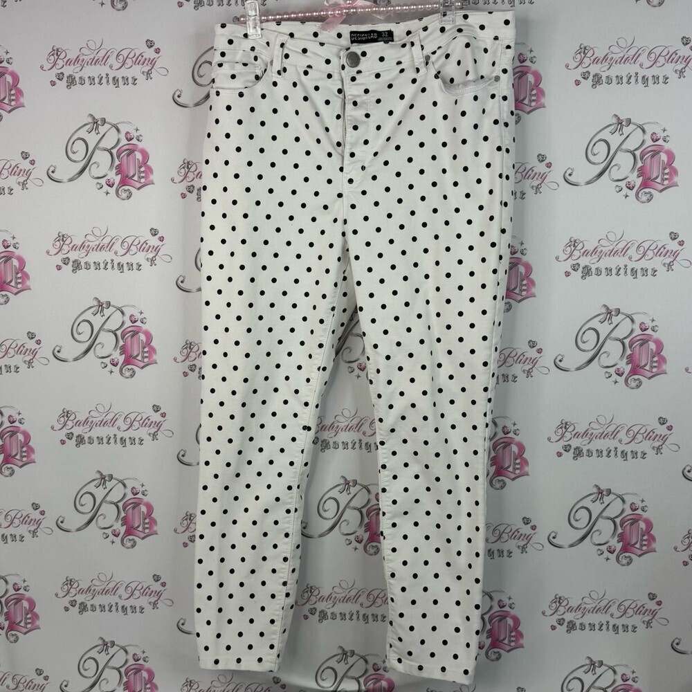 Design Lab Lord & Taylor pants dotted White Polka Dot Jeans